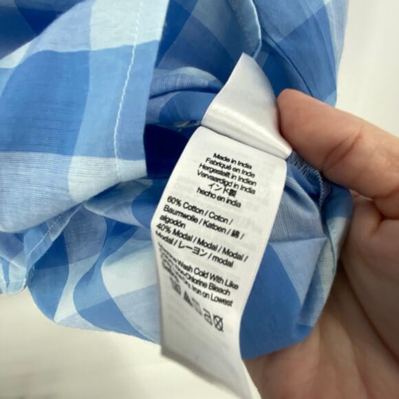 J Crew blue bow front blue white blouse womens size XXL bristow plaid gingham - Picture 11 of 11